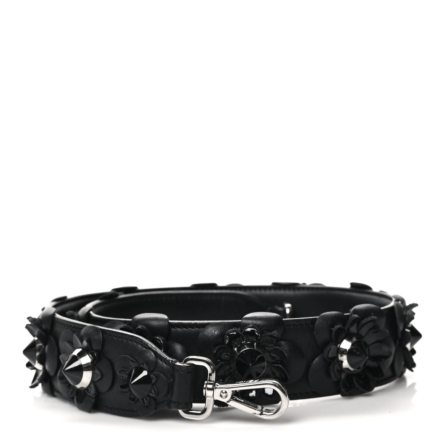 Vitello Dolce Nappa Patent Flowerland Studded Strap You Black