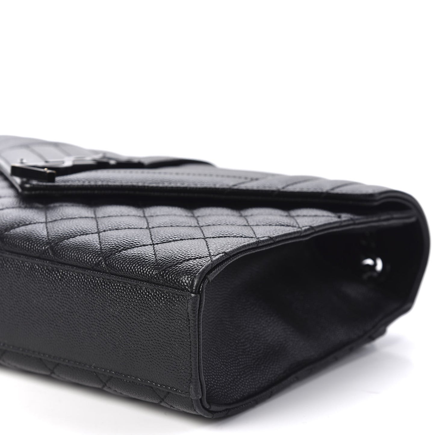 Grain De Poudre Textured Mixed Matelasse Triquilt Medium Monogram Satchel Black