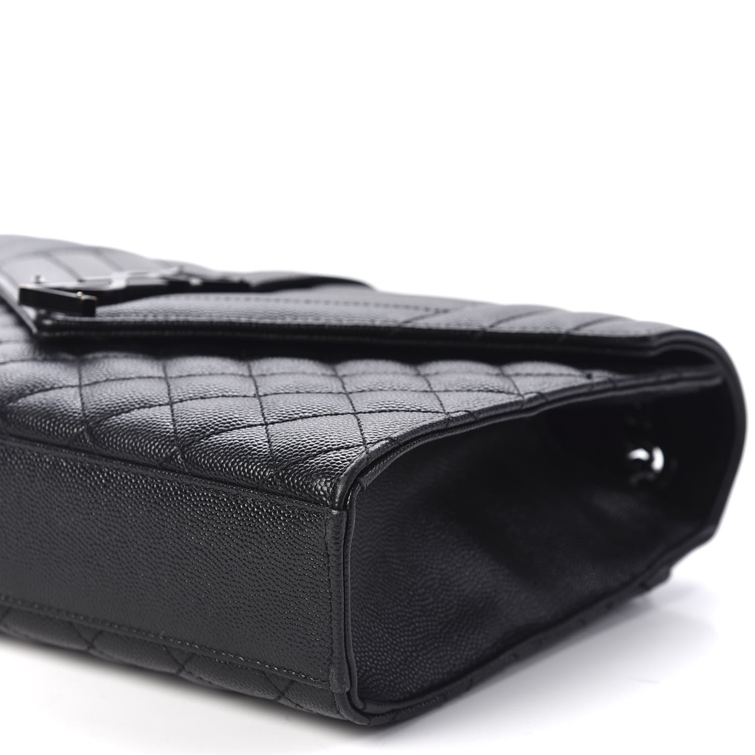 Saint Laurent Grain De Poudre Textured Mixed Matelasse Triquilt Medium Monogram Satchel Black 6 of 9