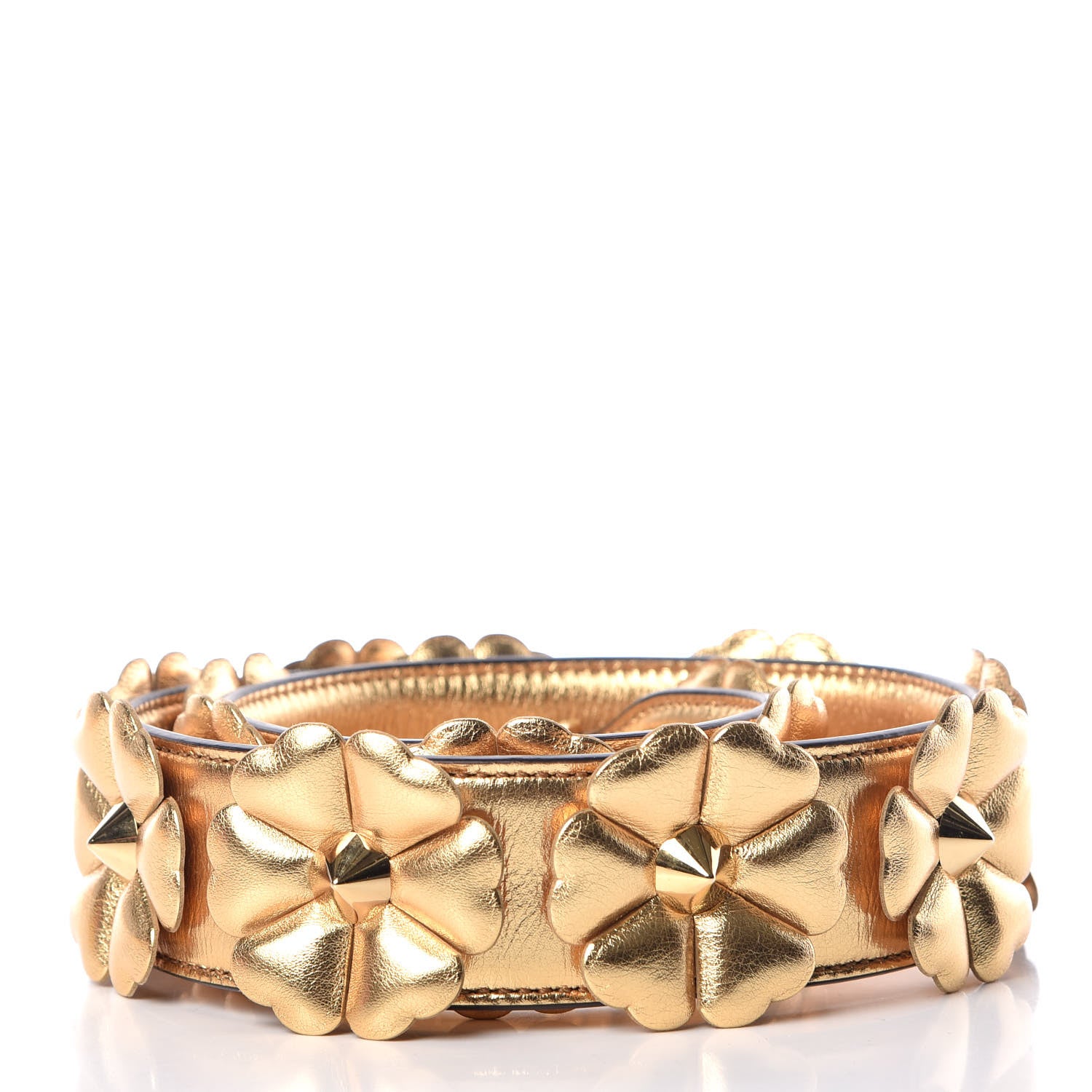 Fendi Vitello Catalan Mirror Flowerland Studded Strap You Gold 2 of 4