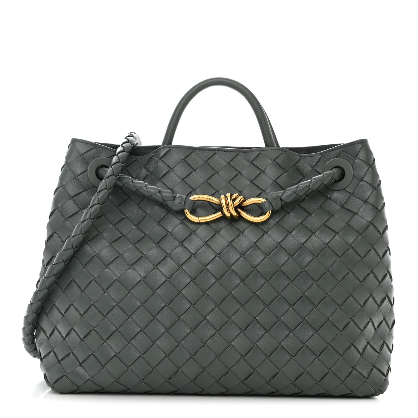 Nappa Intrecciato Medium Andiamo Shoulder Bag Slate