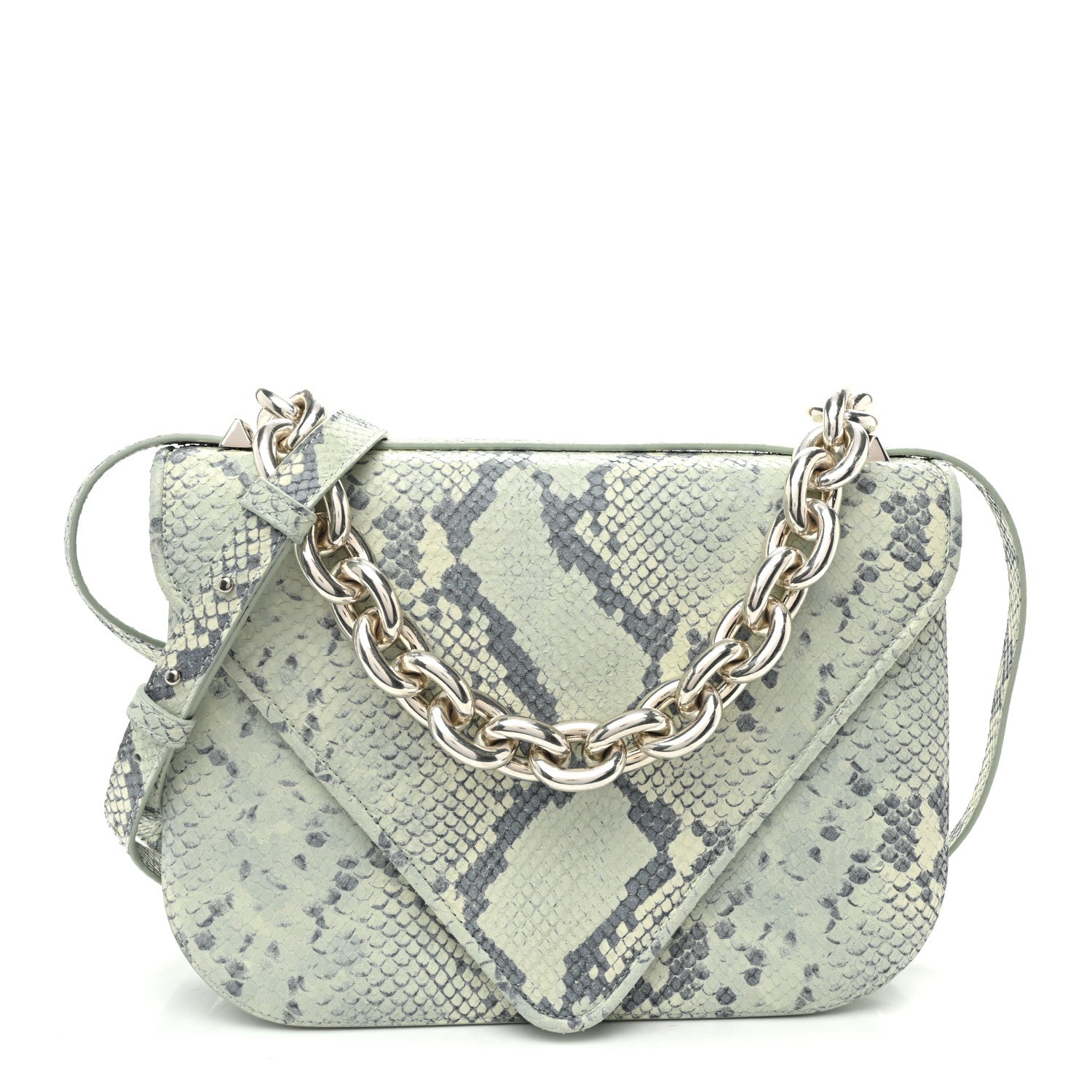 Bottega Veneta Snakeskin Mount Envelope Bag Green 1 of 10