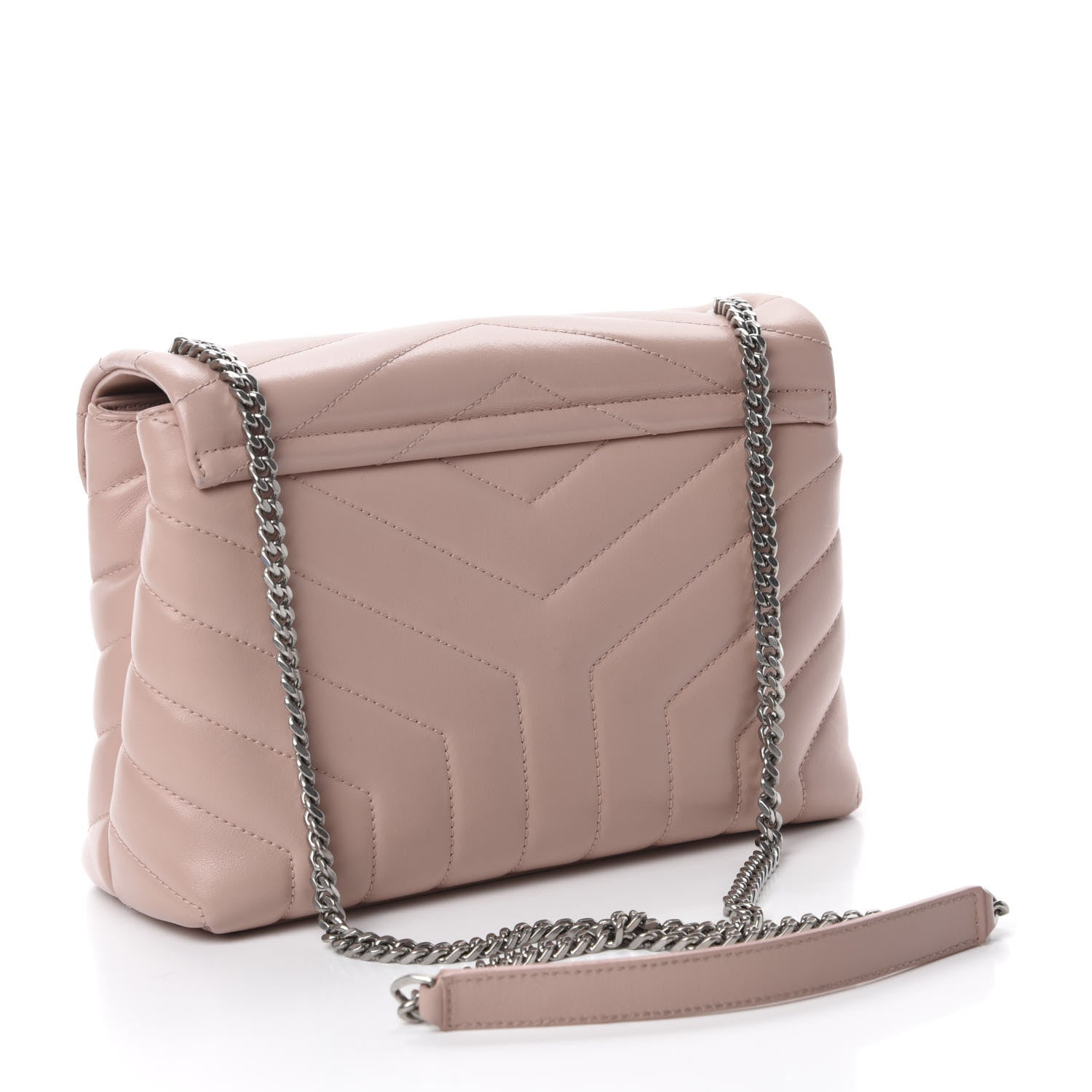 Saint Laurent Calfskin Y Quilted Monogram Small Loulou Chain Satchel Rose Antic 3 of 11