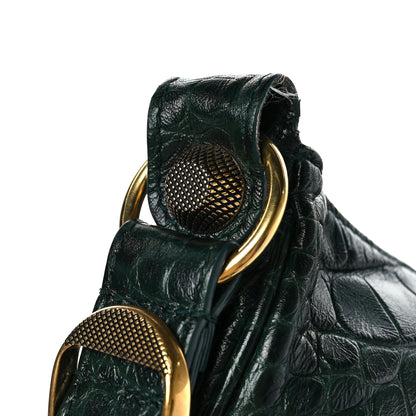 Balenciaga Extra Supple Calfskin Crocodile Embossed Le Cagole Shoulder Bag XS Forest Green 11 of 12