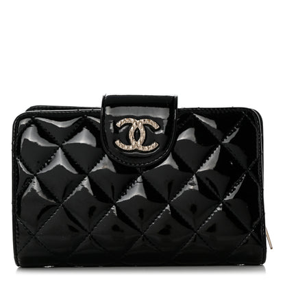 Chanel Patent Quilted Brilliant Zipped Pocket Wallet Black 1 of 9