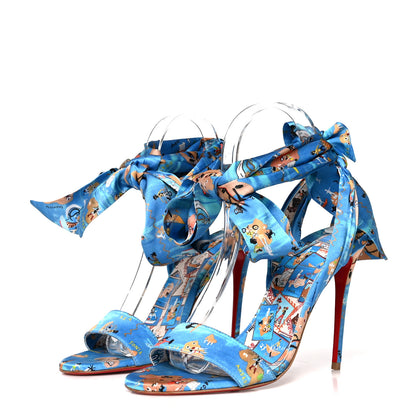 Christian Louboutin Crepe Satin Greekaba Du Desert 100 Sandal 37 Blue Multicolor 3 of 7