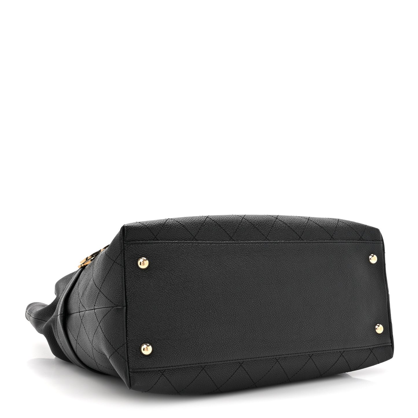 Crumpled Grained Calfskin Zip and Carry Shopping Tote Black