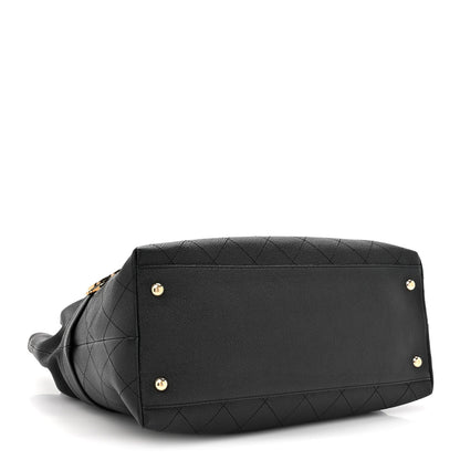 Chanel Crumpled Grained Calfskin Zip and Carry Shopping Tote Black 4 of 11