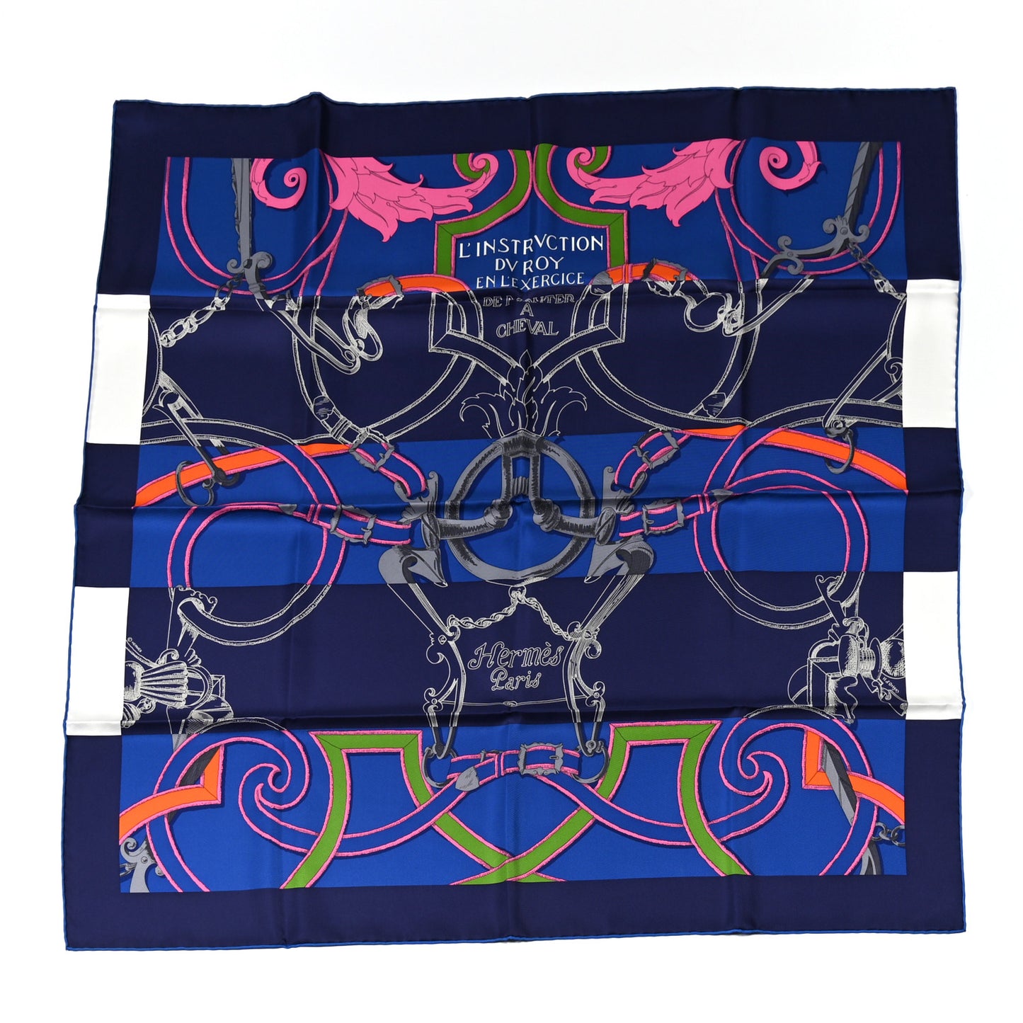 Silk L'Instruction Du Roy Scarf 90 Indigo Rose