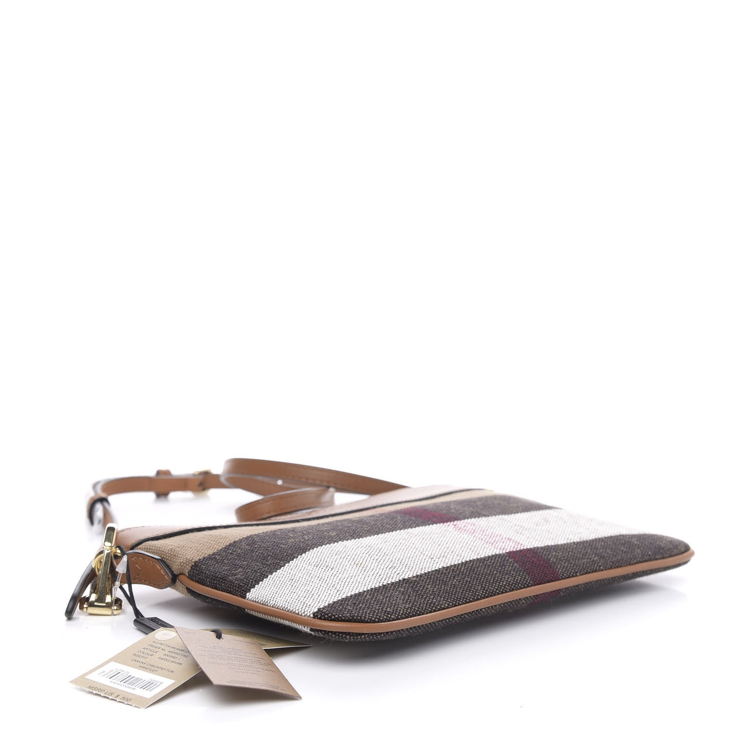 Burberry Mega Check Peyton Crossbody Clutch Bag Saddle Brown 4 of 11