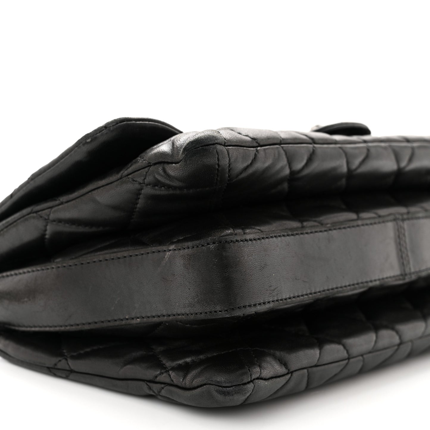 Lambskin Quilted Jumbo 3 Flap Black