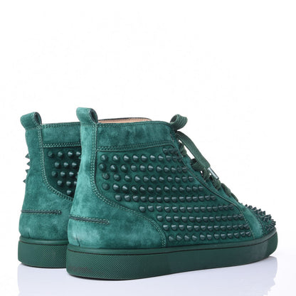 Christian Louboutin Veau Velours Mens Louis Orlato Flat Spikes Sneakers 44 Green 4 of 10