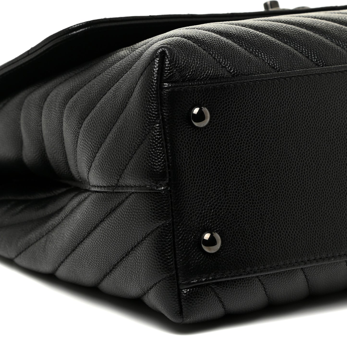 Caviar Chevron Quilted Medium Coco Handle Flap So Black