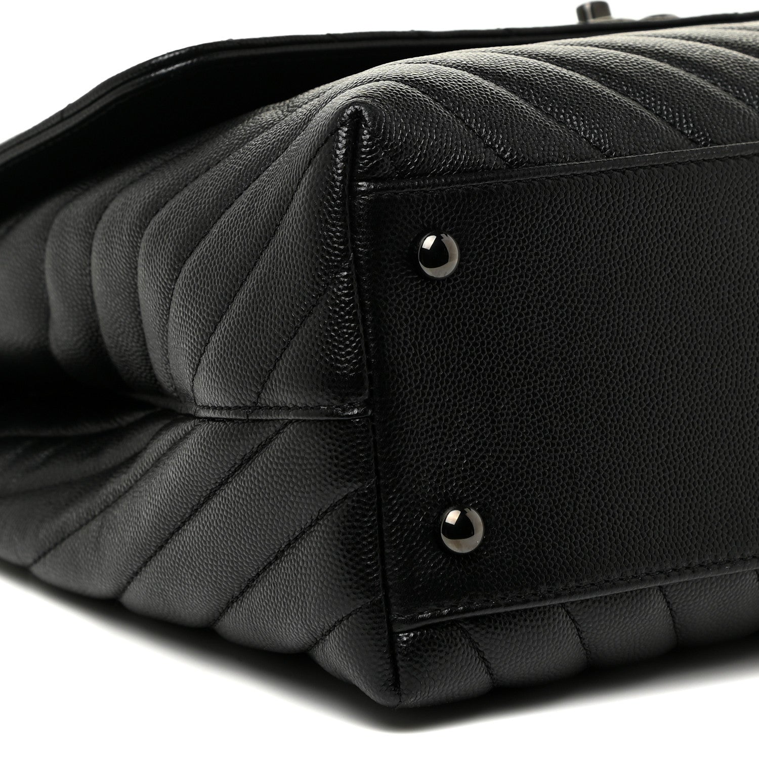 Chanel Caviar Chevron Quilted Medium Coco Handle Flap So Black 9 of 13