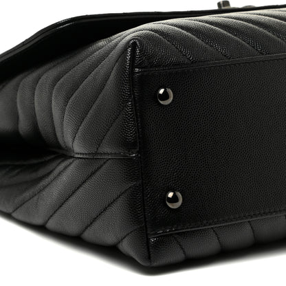 Chanel Caviar Chevron Quilted Medium Coco Handle Flap So Black 9 of 13