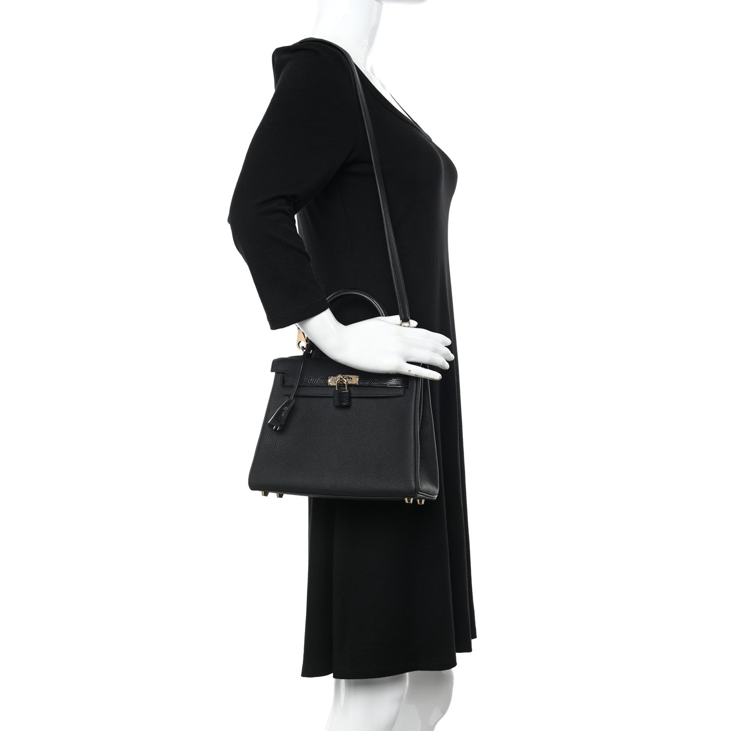 Hermes Togo Lizard Kelly Retourne Touch 25 Black 2 of 13