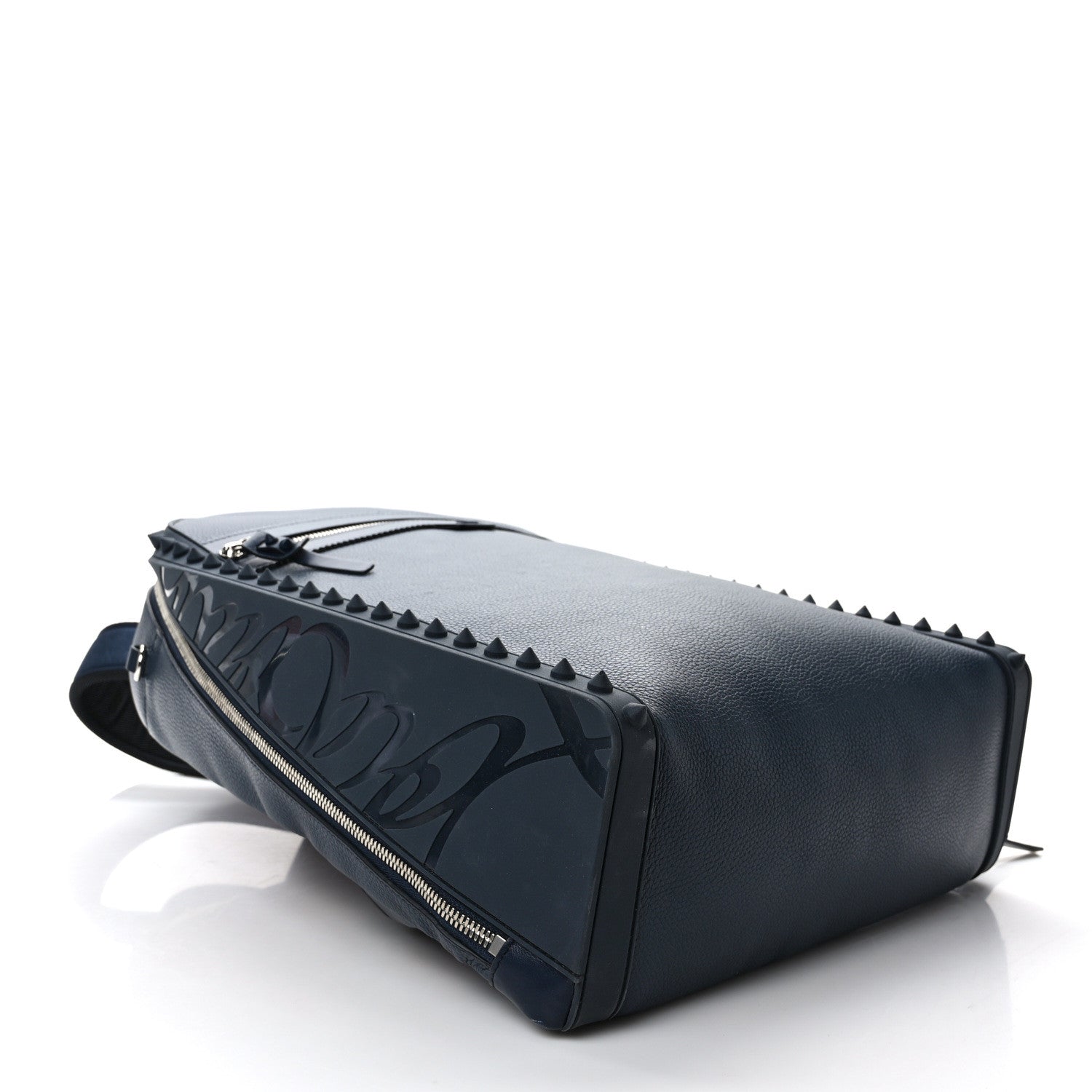 Christian Louboutin Calfskin Nylon Backparis Spiked Backpack Marine 4 of 10