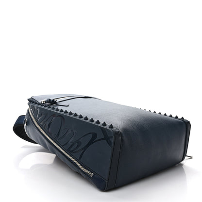 Christian Louboutin Calfskin Nylon Backparis Spiked Backpack Marine 4 of 10