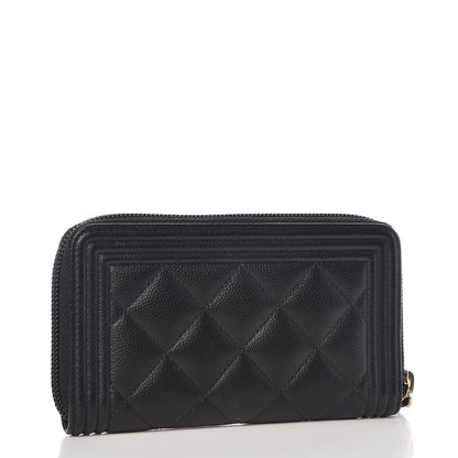 Chanel Caviar Quilted Small Boy Zip Around Wallet Black 3 of 9