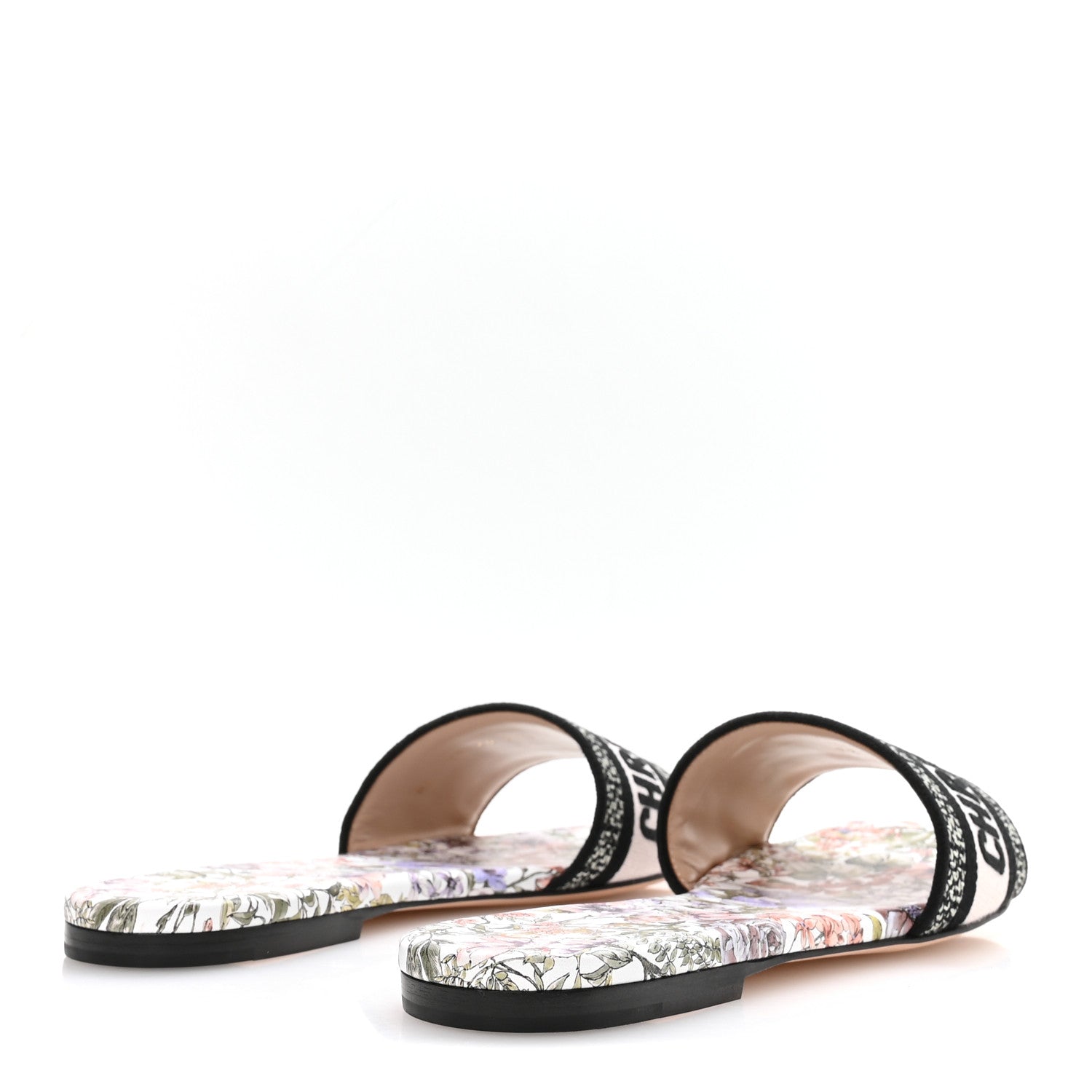 Christian Dior Canvas Embroidered D-Floral Dway Mules Slide Sandals 39.5 Off White Multicolor 5 of 9