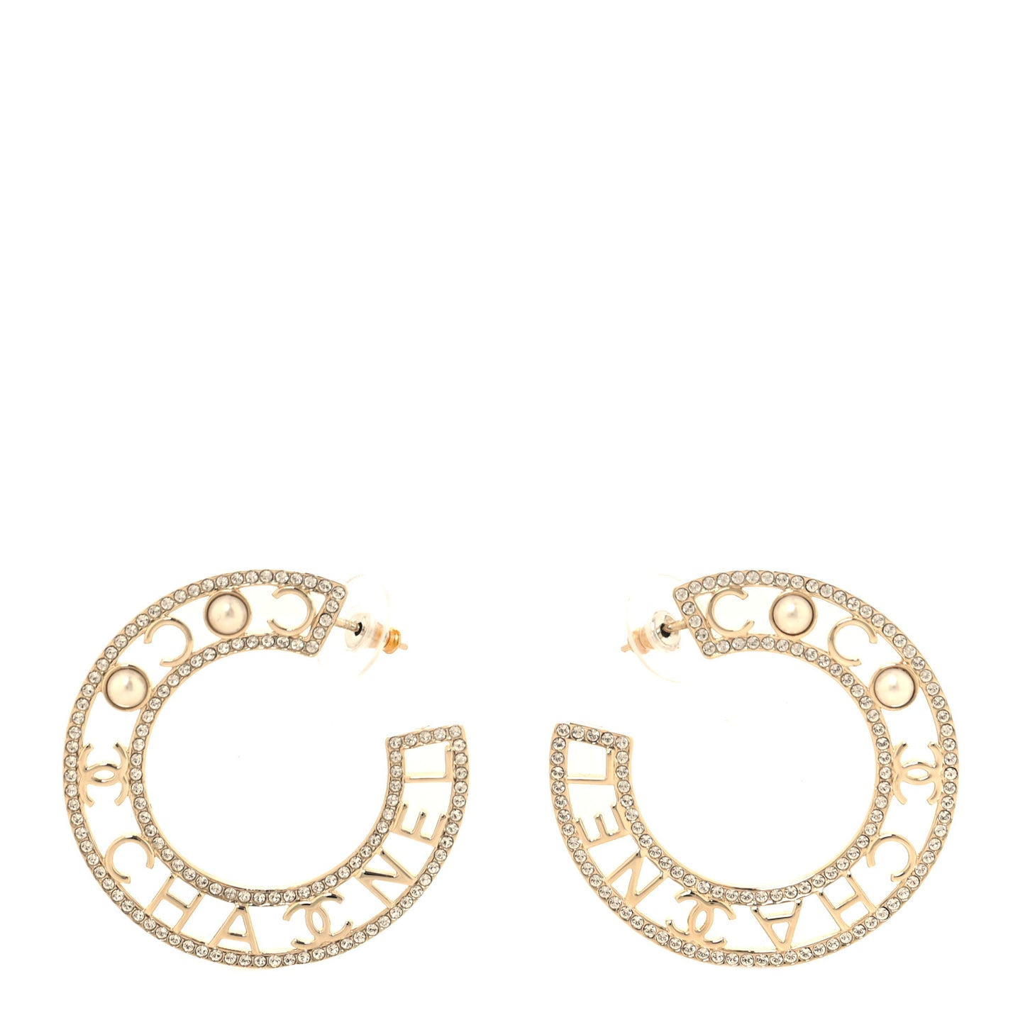 Crystal Pearl Bow-tiful CC Hoop Earrings Gold