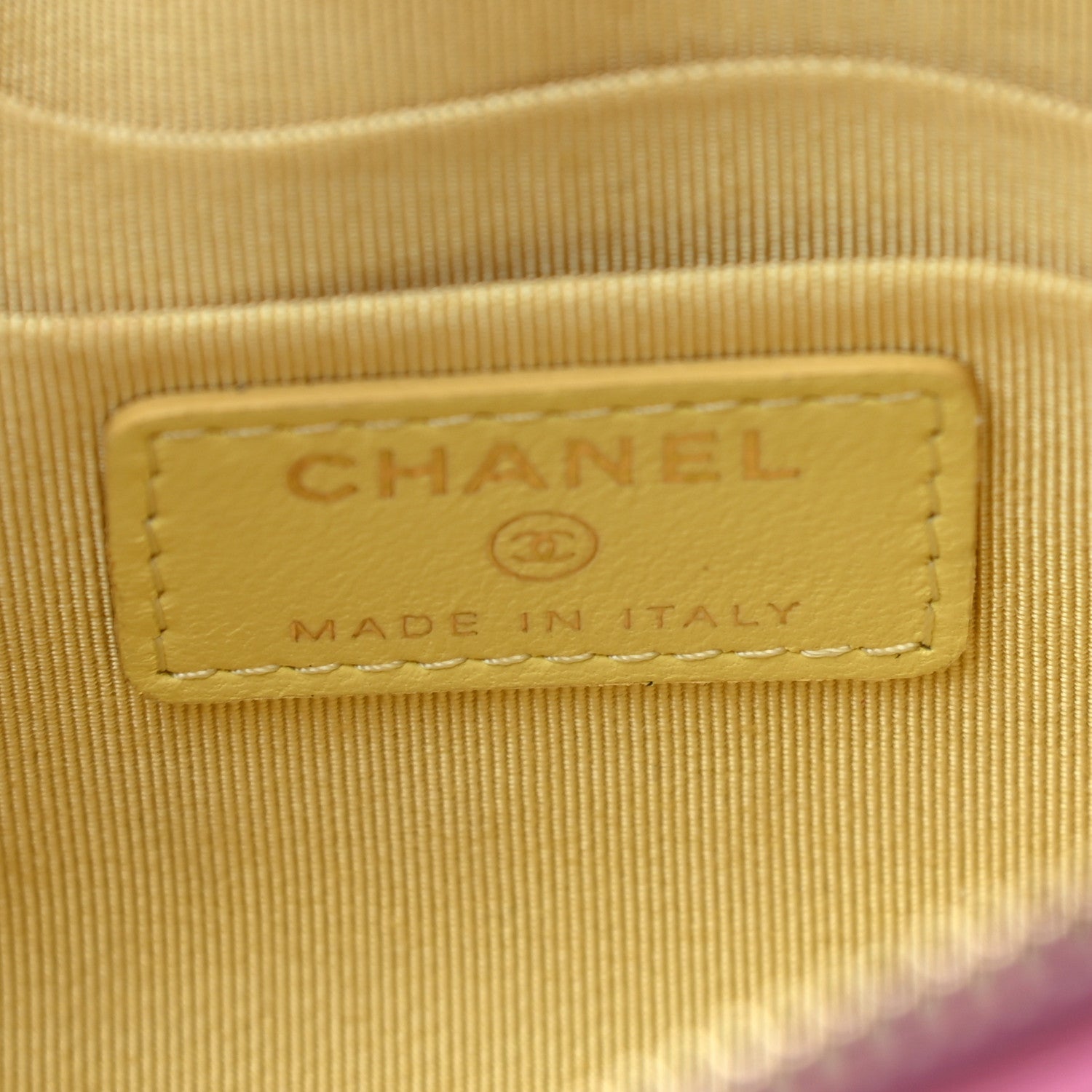 Chanel Lambskin Quilted Zipped Pouch Pink Yellow 6 of 8