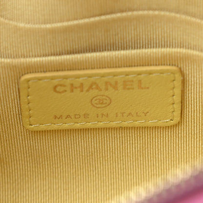 Chanel Lambskin Quilted Zipped Pouch Pink Yellow 6 of 8