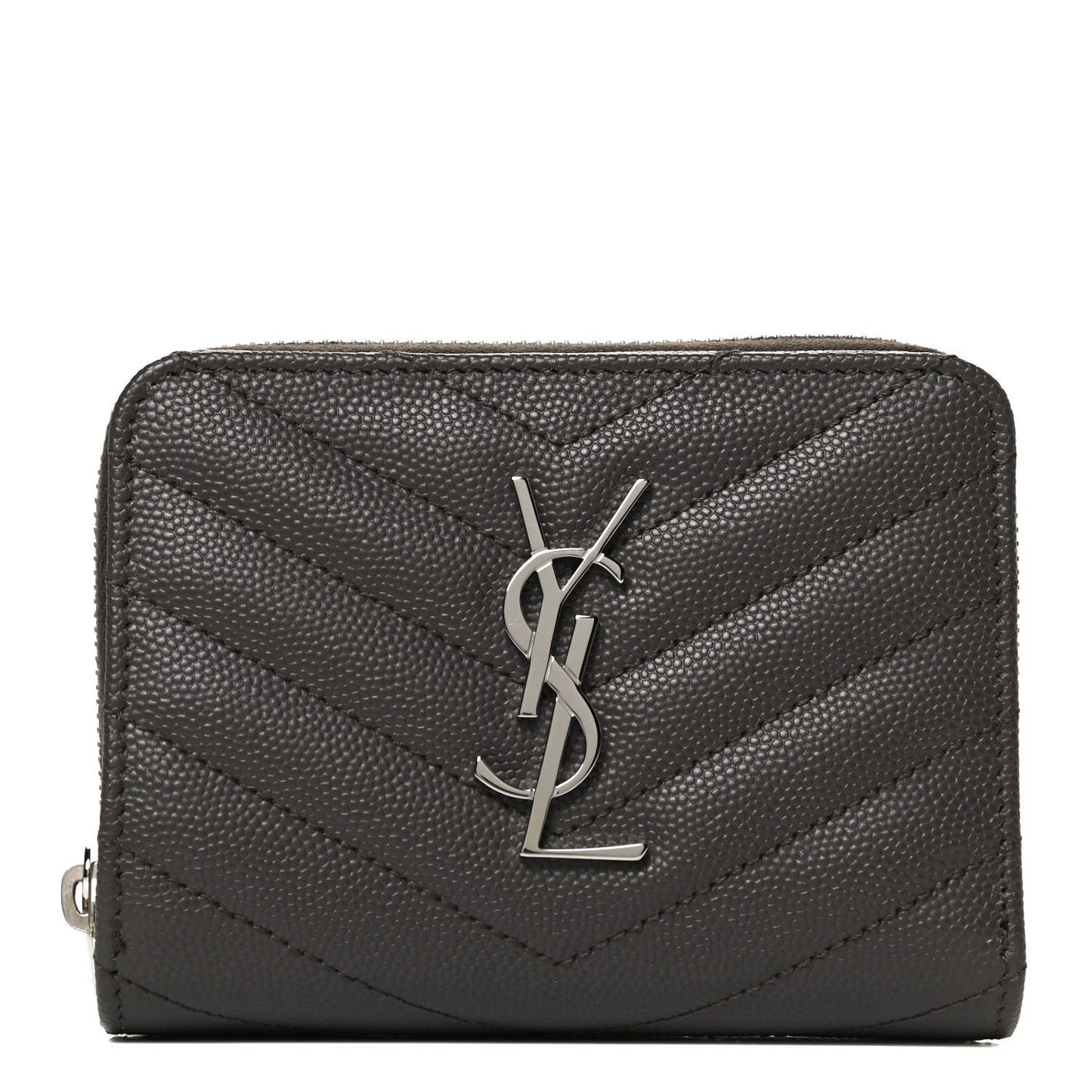 Grain De Poudre Matelasse Chevron Monogram Compact Zip Around Wallet Earth