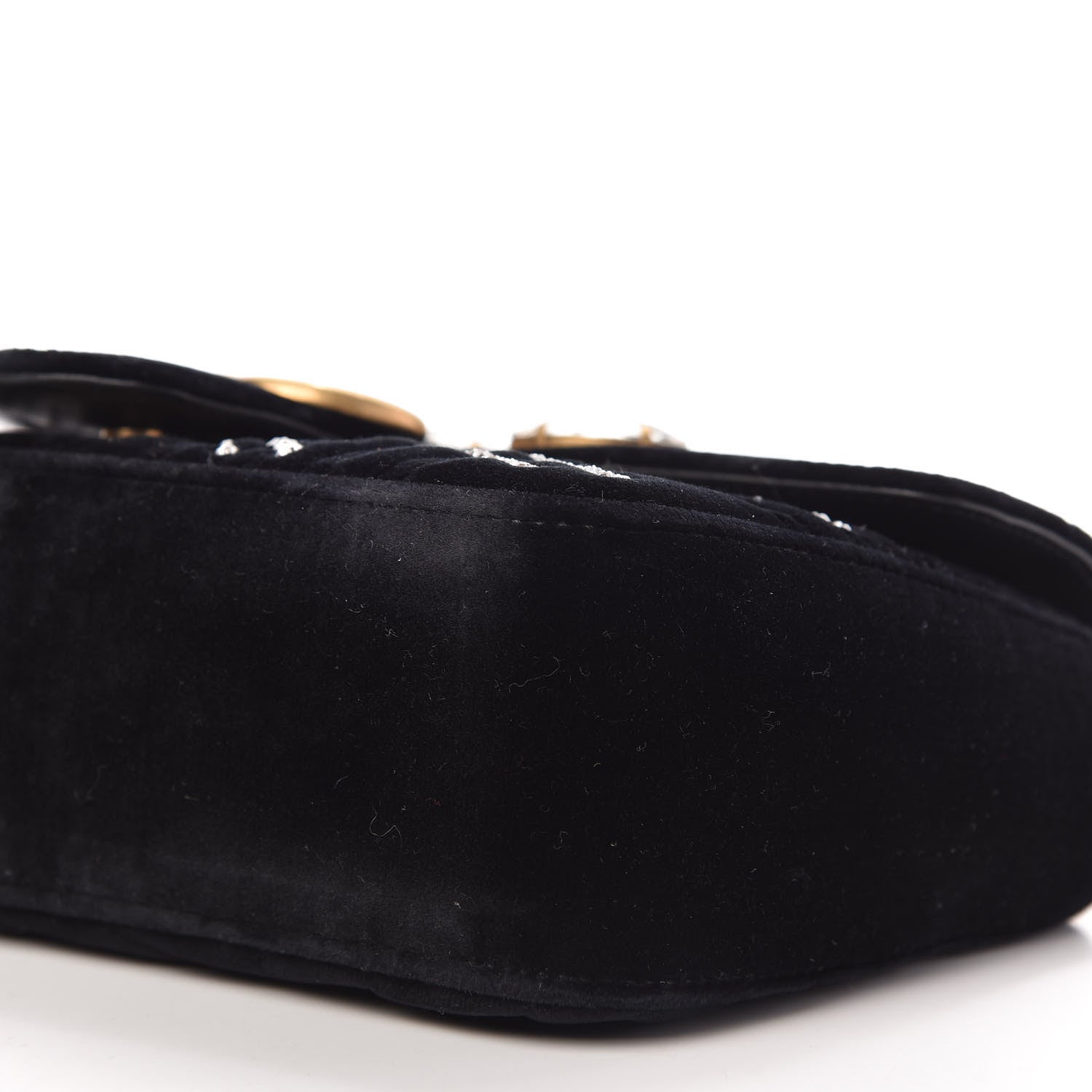 Gucci Velvet Matelasse Marquise Crystals Embroidered Small GG Marmont Shoulder Bag Black 7 of 10