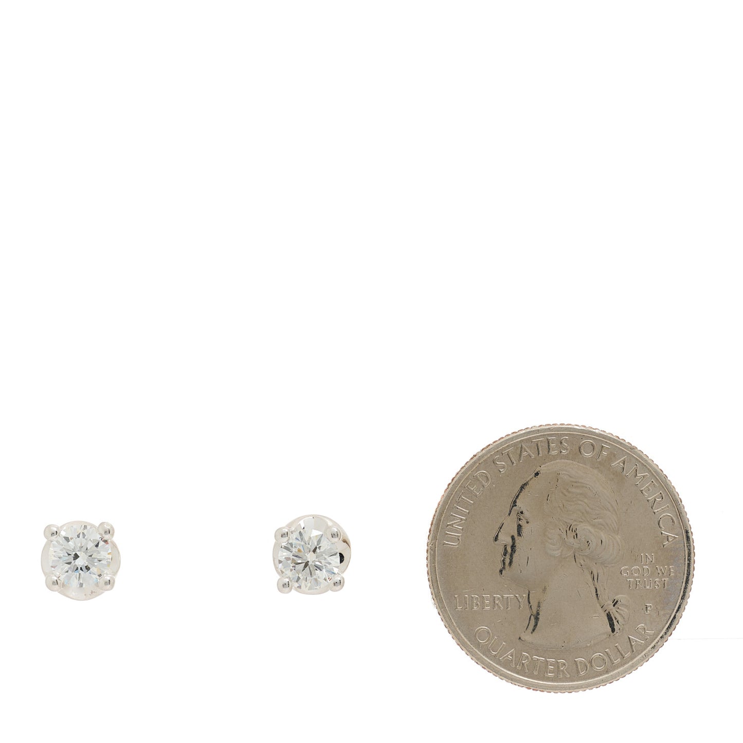 18K White Gold Diamond 1.25ctw Corona Solitaire Earrings