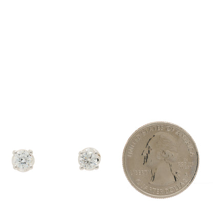 Bulgari 18K White Gold Diamond 1.25ctw Corona Solitaire Earrings 2 of 4