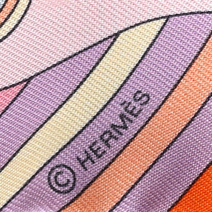Hermes Silk Carres Volants Twilly Lilas Rose Pale Or 3 of 3