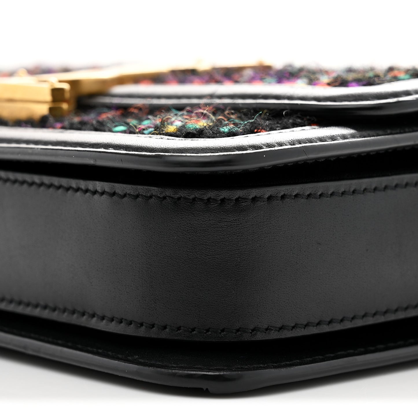 Tweed Calfskin Small Solferino Satchel Black Multicolor