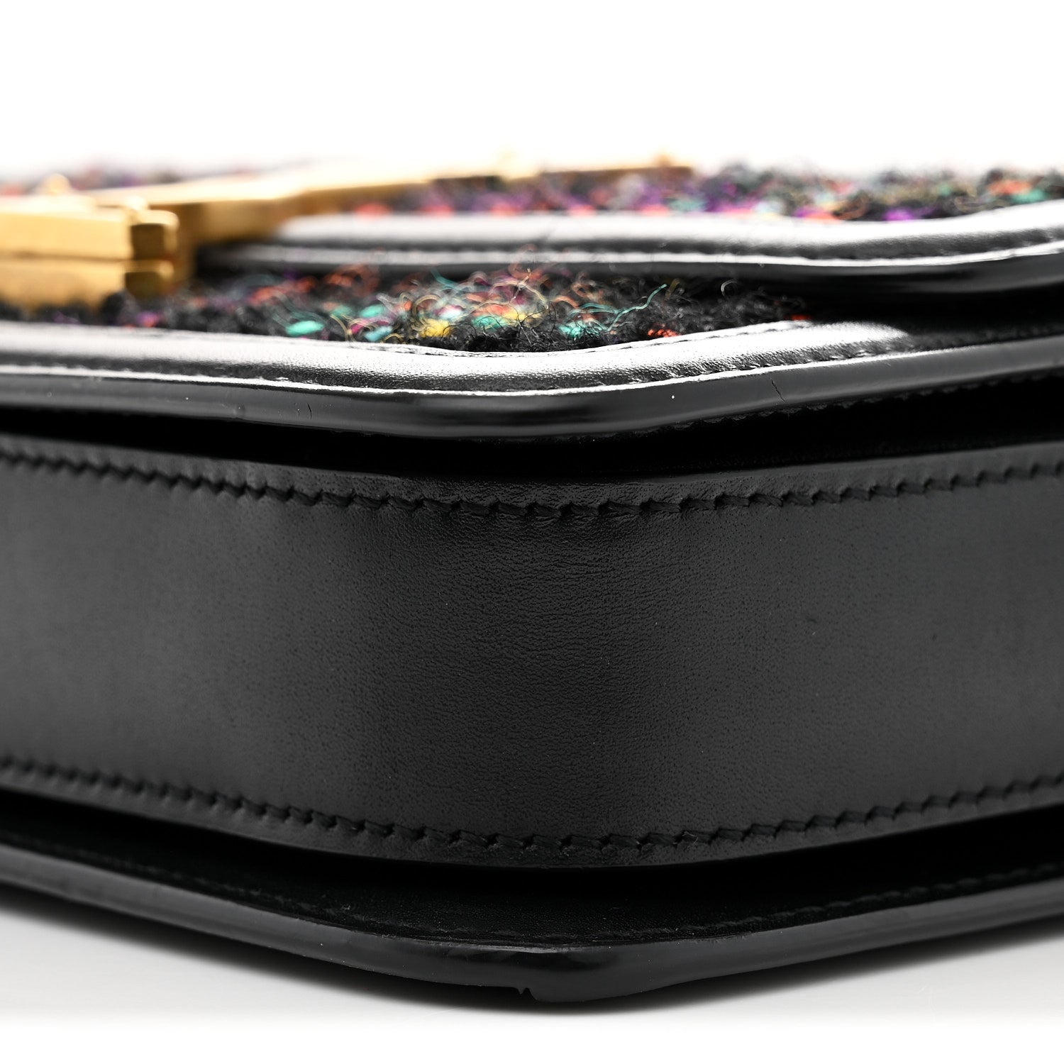 Saint Laurent Tweed Calfskin Small Solferino Satchel Black Multicolor 10 of 11