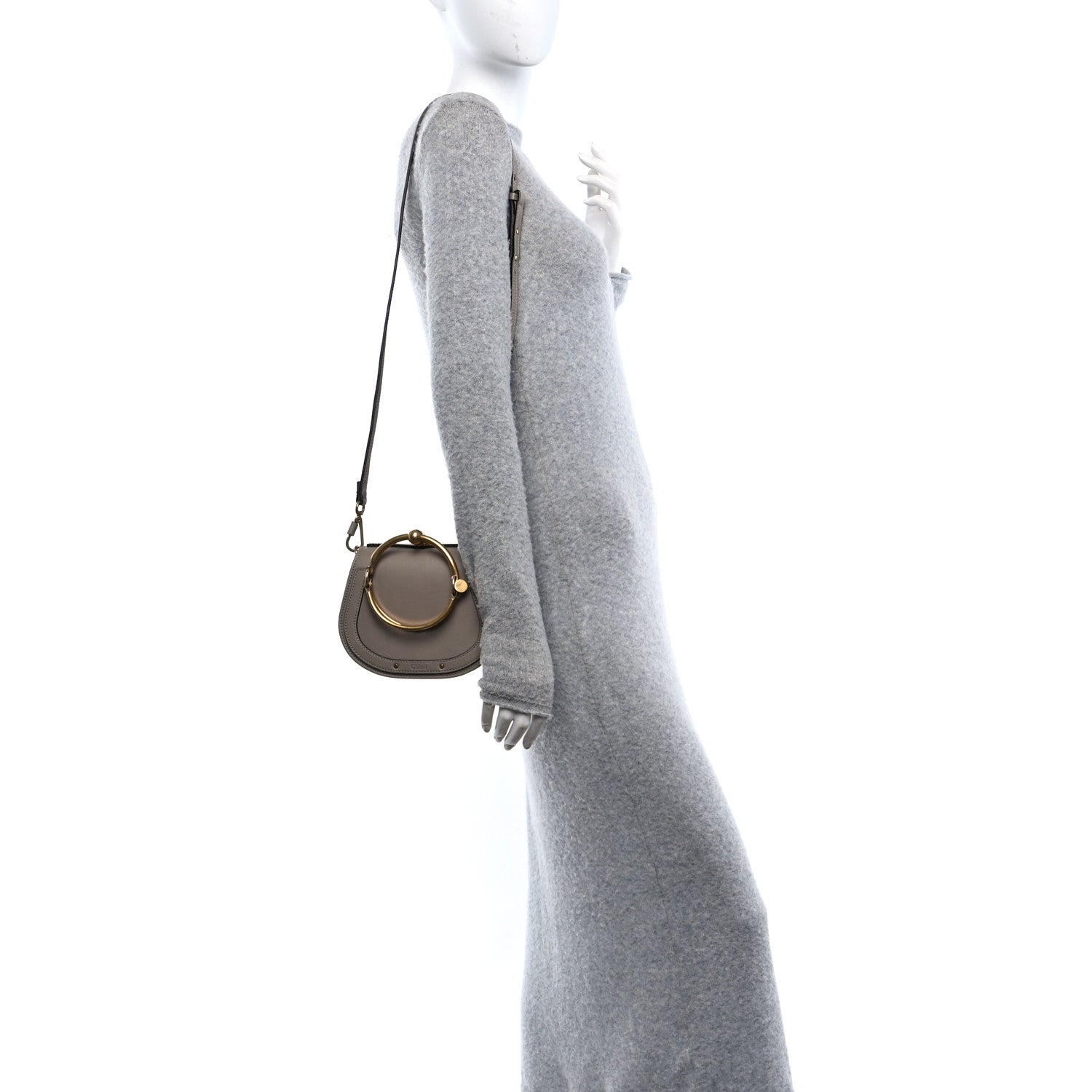 Chloe Calfskin Suede Small Nile Bracelet Bag Motty Grey 2 of 14