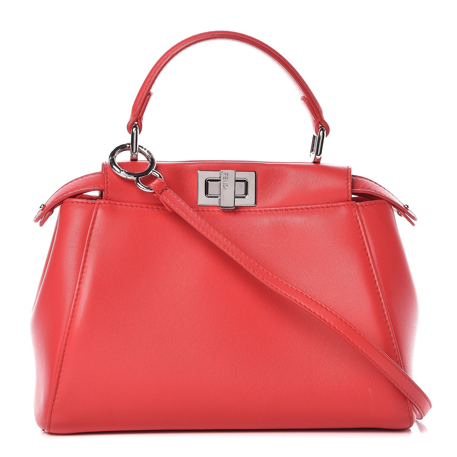 Fendi Nappa Mini Peekaboo Iconic Satchel Fiamma 1 of 12
