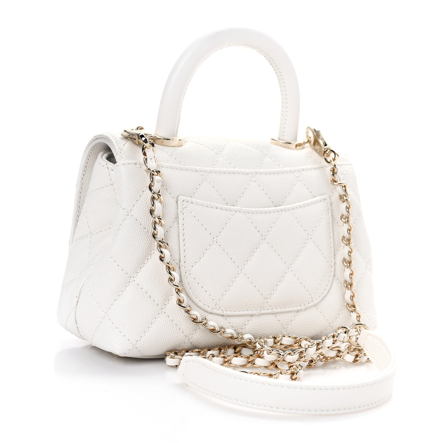 Caviar Quilted Extra Mini Coco Handle Flap White