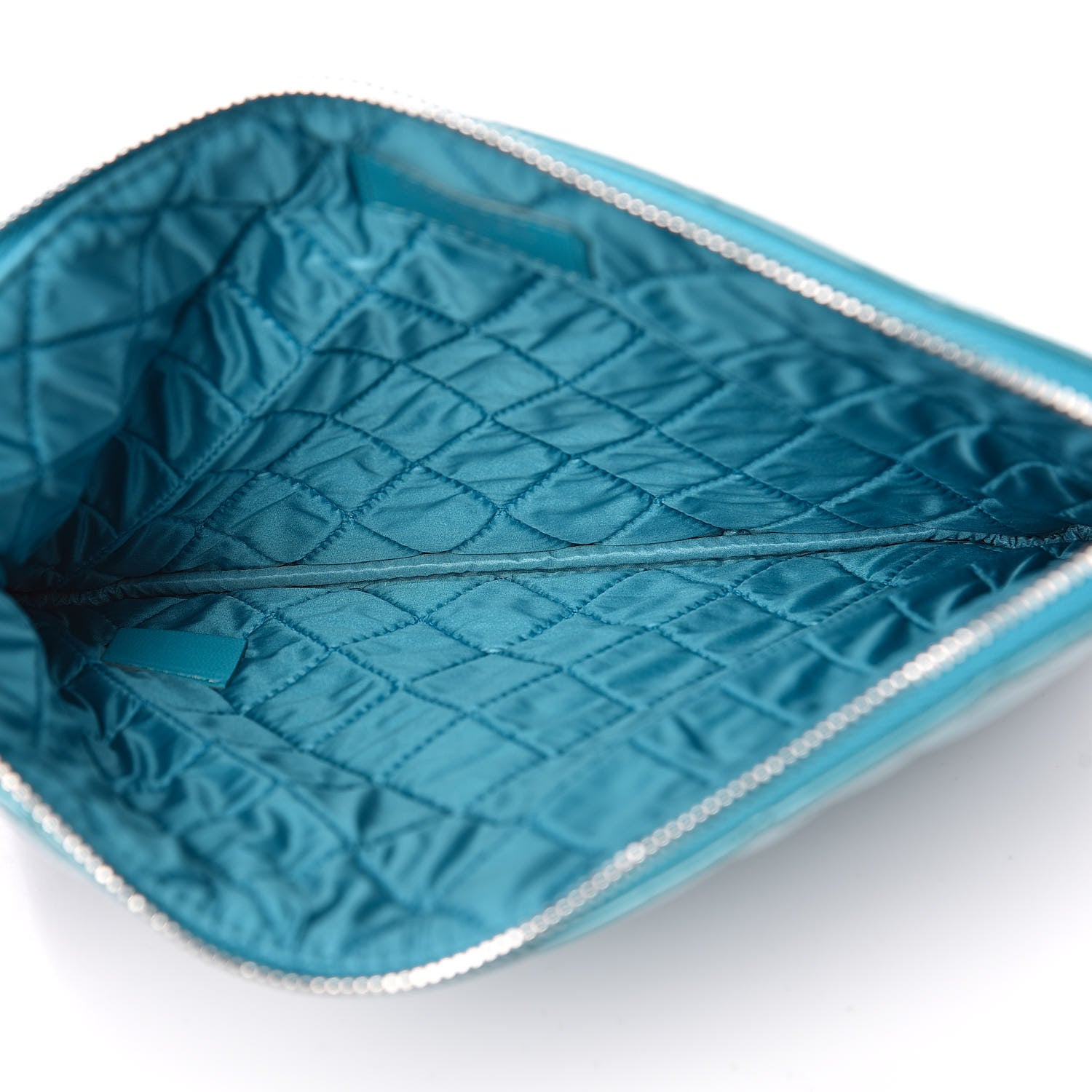Chanel Patent Calfskin Quilted Medium Cosmetic Case Blue 5 of 8