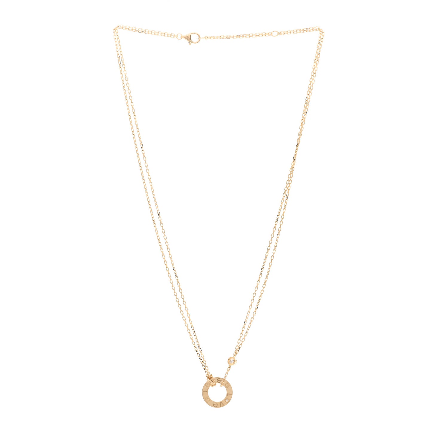 18K Yellow Gold 2 Diamond LOVE Necklace