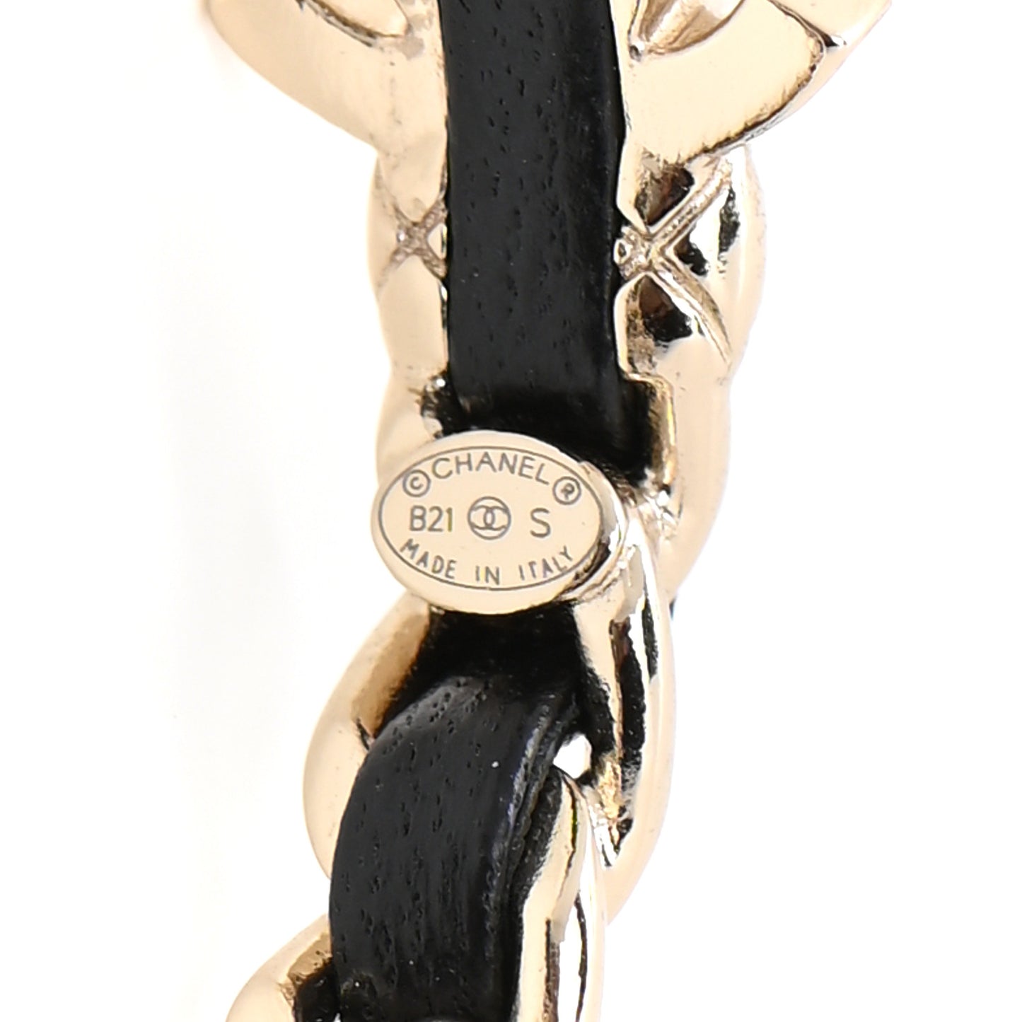 Lambskin CC Turnlock Chain Hoop Earrings Gold Black