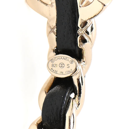 Chanel Lambskin CC Turnlock Chain Hoop Earrings Gold Black 4 of 4