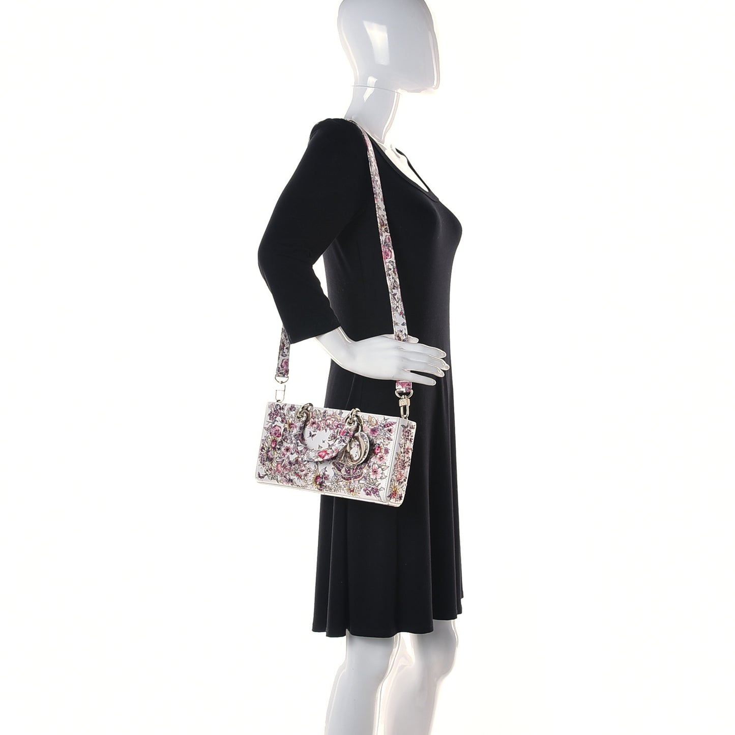 Calfskin Embroidered Butterfly Printed Lady D-Joy Multicolor