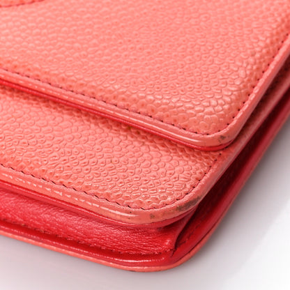 Chanel Caviar Timeless CC Wallet On Chain WOC Coral 10 of 12