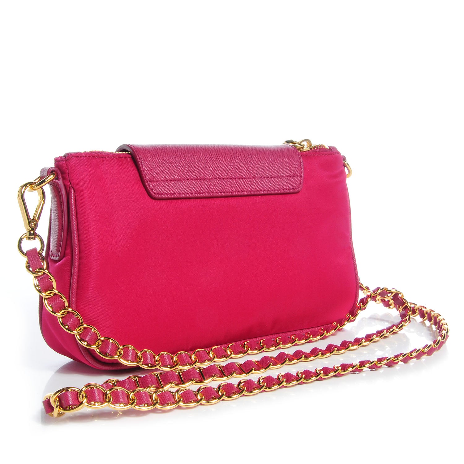 Prada Tessuto Nylon Saffiano Crossbody Bag Ibisco 3 of 10