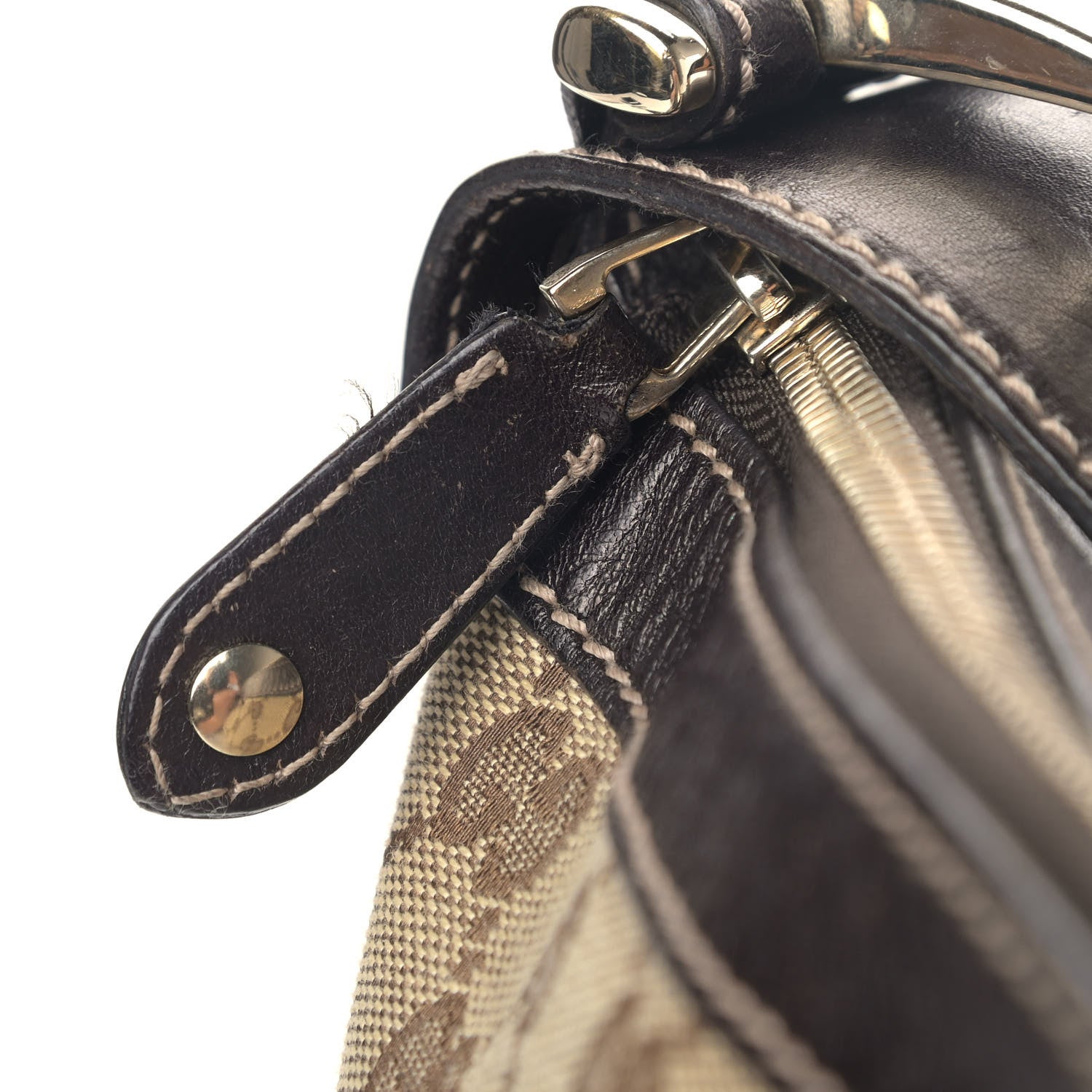 Gucci Monogram Web Studded Pelham Shoulder Bag Dark Brown 6 of 6