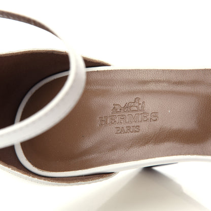 Hermes Calfskin Legend Wedge Sandals 37 White 8 of 9