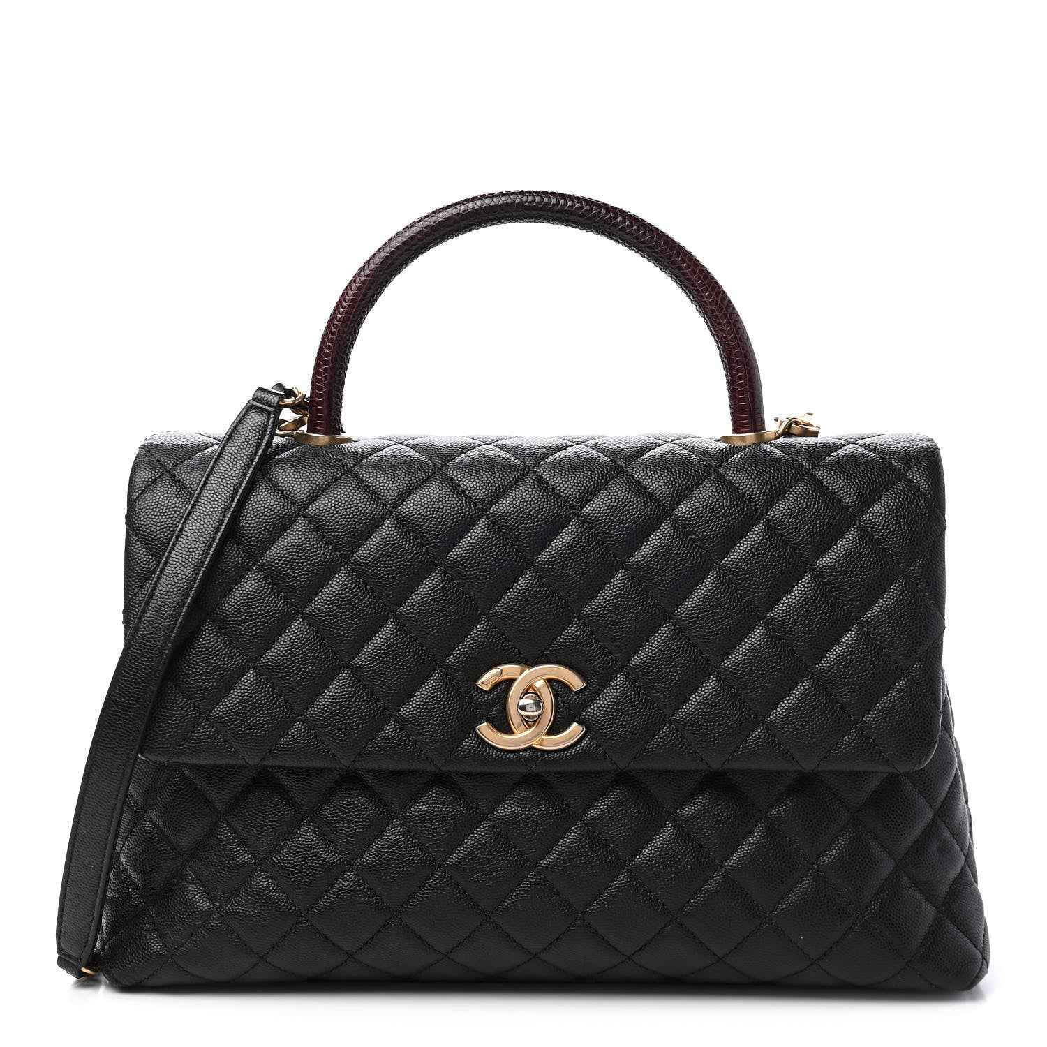 Chanel Caviar Lizard Quilted Medium Coco Handle Flap Black 1 of 9