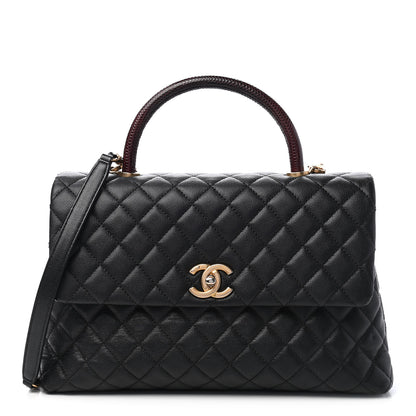 Chanel Caviar Lizard Quilted Medium Coco Handle Flap Black 1 of 9