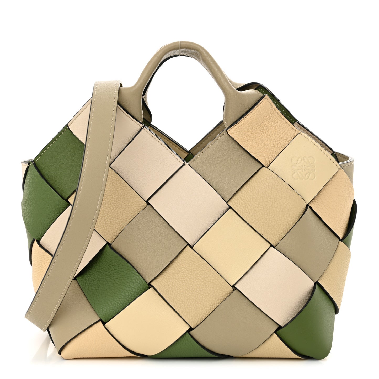 Calfskin Woven Small The Surplus Collection Basket Bag Avocado Ivory