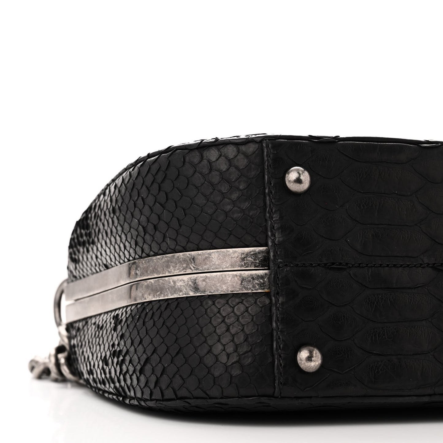 Snakeskin Box Kisslock Crosssbody Black